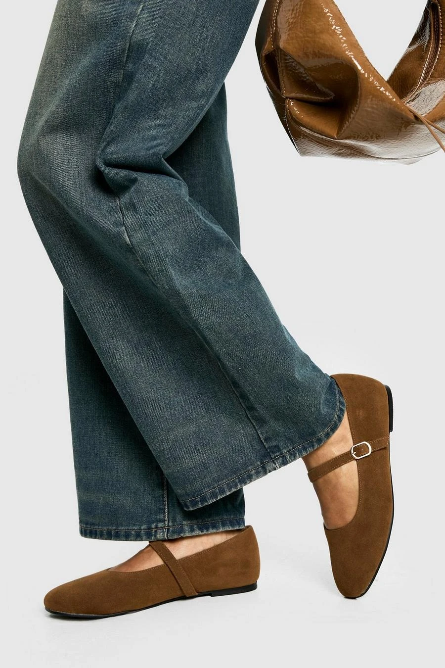 BOOHOO Wide Fit Faux Suede Mary Jane Ballet Flats 1 BOOHOO Wide Fit Faux Suede Mary Jane Ballet Flats