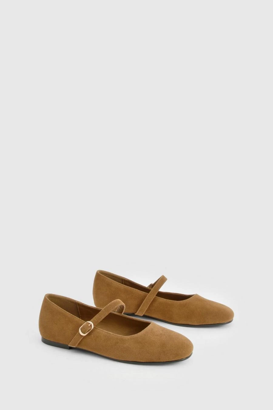 BOOHOO Wide Fit Faux Suede Mary Jane Ballet Flats 2 BOOHOO Wide Fit Faux Suede Mary Jane Ballet Flats - Image 2