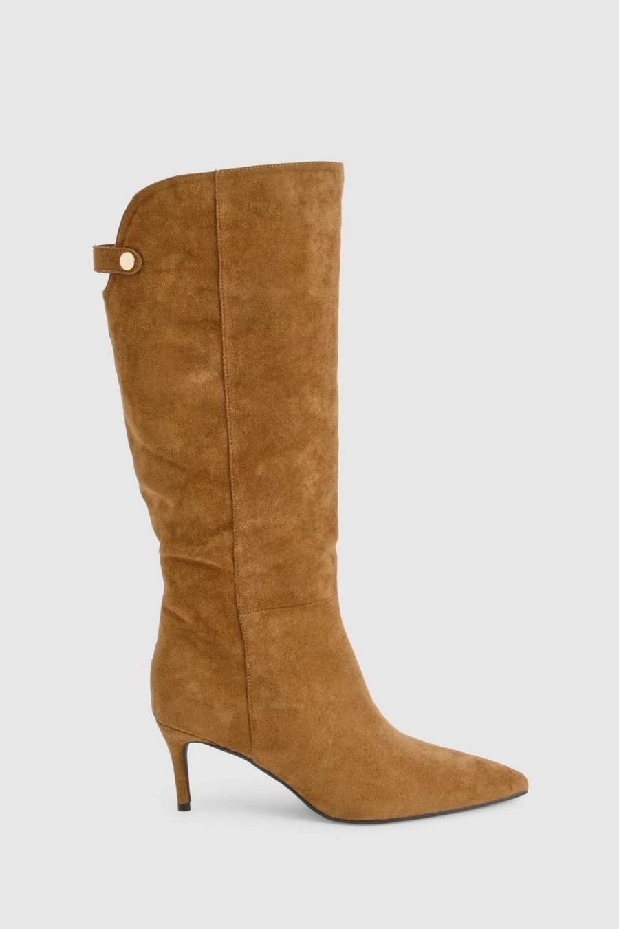 BOOHOO Faux Suede Curved Stiletto Knee High Boots 3 BOOHOO Faux Suede Curved Stiletto Knee High Boots - Image 3