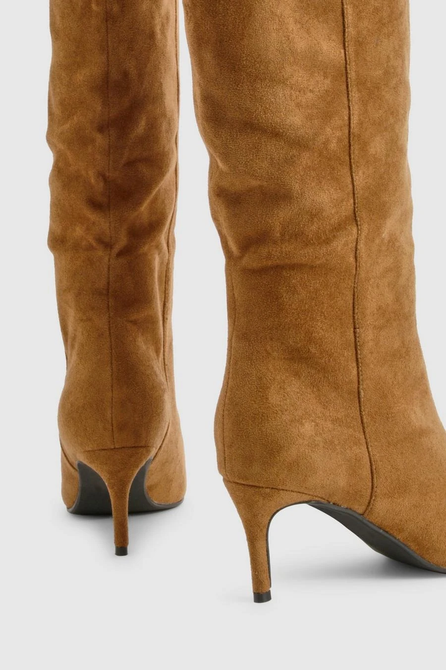 BOOHOO Faux Suede Curved Stiletto Knee High Boots 4 BOOHOO Faux Suede Curved Stiletto Knee High Boots - Image 4