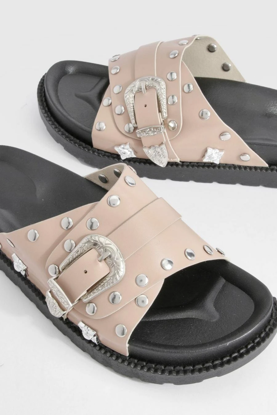 BOOHOO Western Detail Buckle Footbed Sliders 4 BOOHOO Western Detail Buckle Footbed Sliders - Image 4