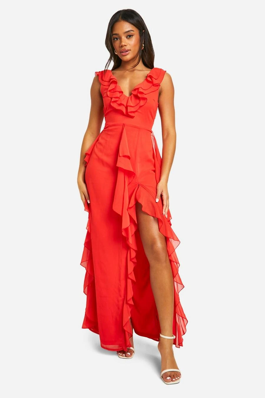 BOOHOO Ruffe Detail Maxi Dress 1 BOOHOO Ruffe Detail Maxi Dress