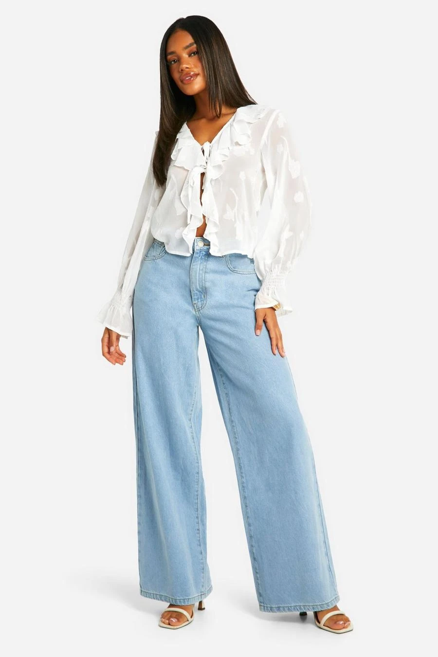 BOOHOO Burnout Ruffle Tie Blouse 3 BOOHOO Burnout Ruffle Tie Blouse - Image 3