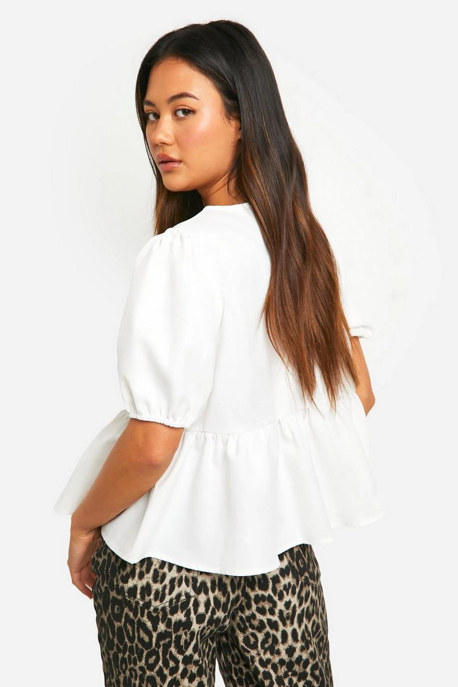 BOOHOO Contrast Leopard Tie Bow Top 2 BOOHOO Contrast Leopard Tie Bow Top - Image 2