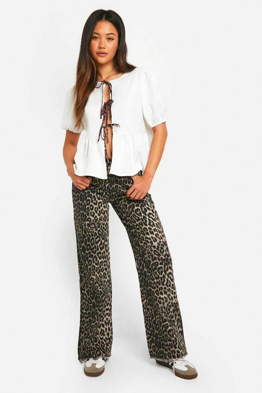 BOOHOO Contrast Leopard Tie Bow Top 3 BOOHOO Contrast Leopard Tie Bow Top - Image 3