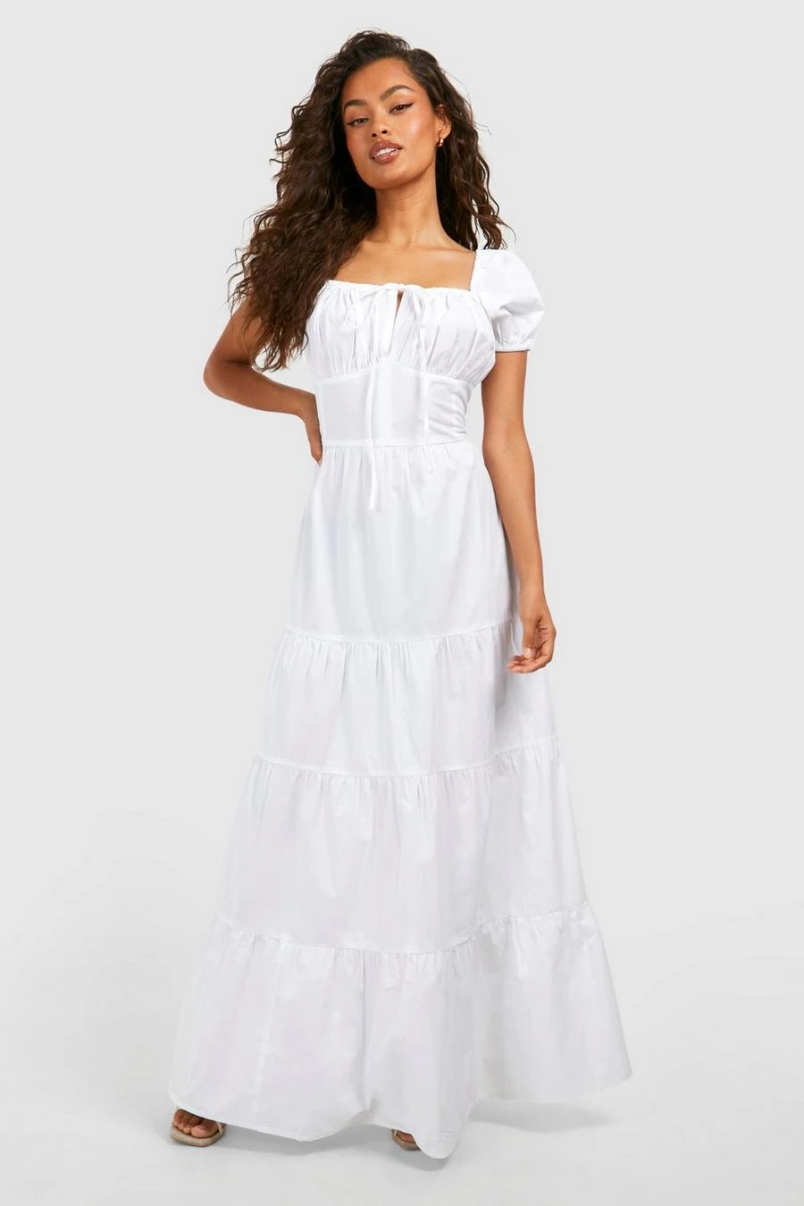 BOOHOO Cotton Poplin Tiered Maxi Dress 3 BOOHOO Cotton Poplin Tiered Maxi Dress - Image 3