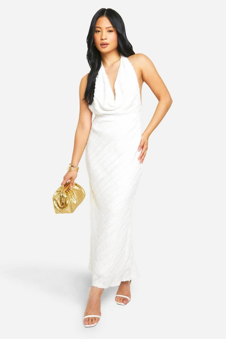 BOOHOO Petite Cowl Textured Maxi Dress 3 BOOHOO Petite Cowl Textured Maxi Dress - Image 3