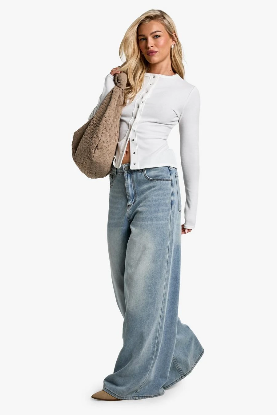 BOOHOO Rib Popper Front Long Sleeve Top 3 BOOHOO Rib Popper Front Long Sleeve Top - Image 3