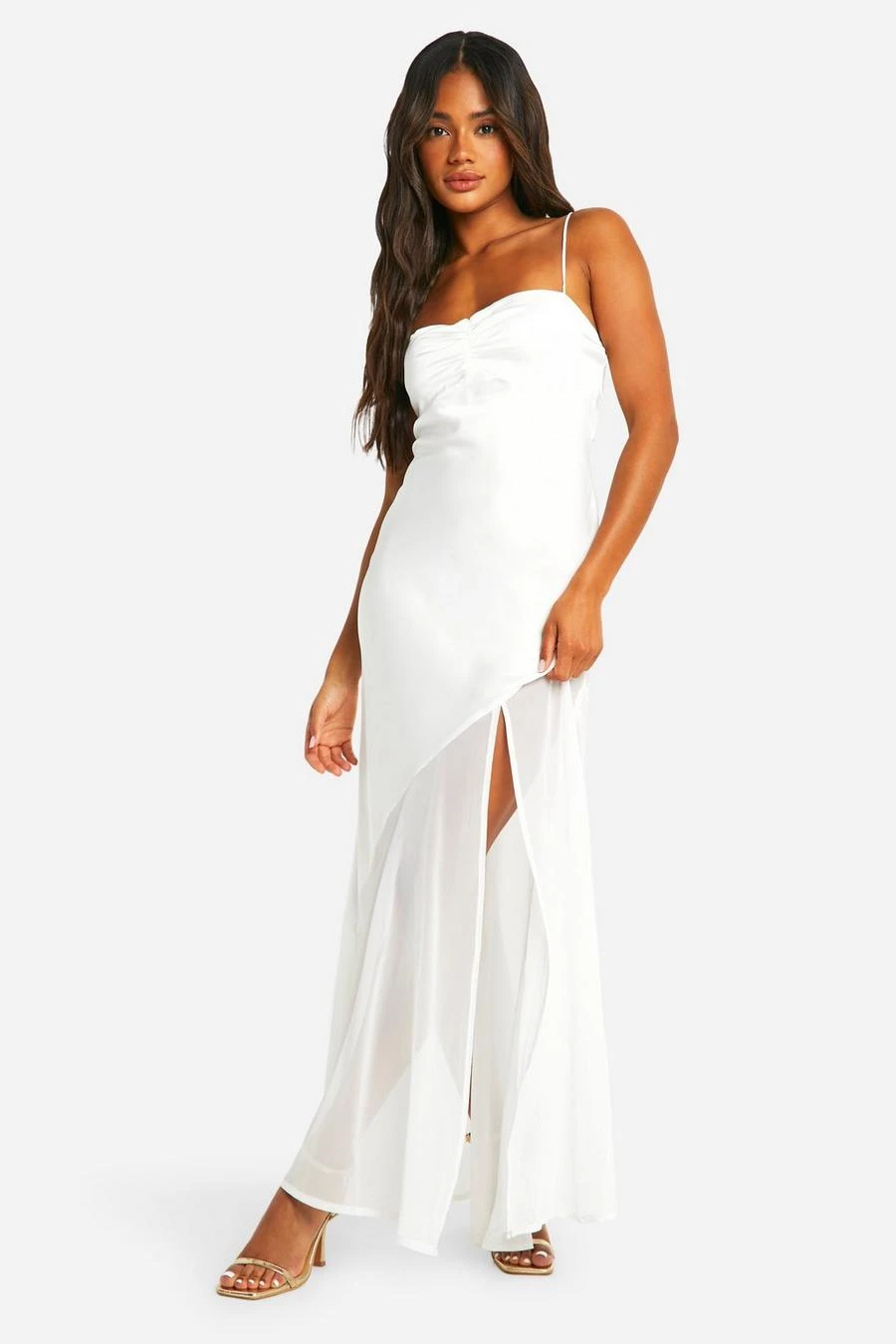 BOOHOO Satin And Chiffon Mix Maxi Dress 3 BOOHOO Satin And Chiffon Mix Maxi Dress - Image 3