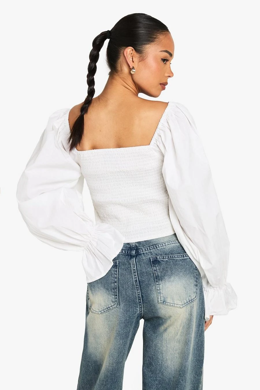 BOOHOO Shirred Cotton Poplin Blouse 2 BOOHOO Shirred Cotton Poplin Blouse - Image 2