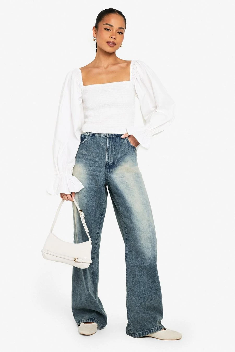 BOOHOO Shirred Cotton Poplin Blouse 3 BOOHOO Shirred Cotton Poplin Blouse - Image 3