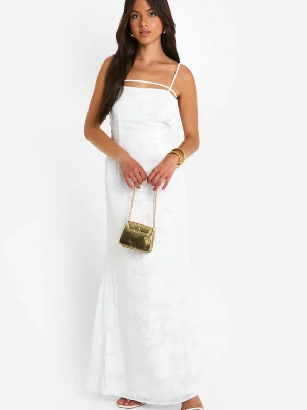 Outlet 12 Outlet -BamBam Fashion Shop female white texture strappy maxi dress 2