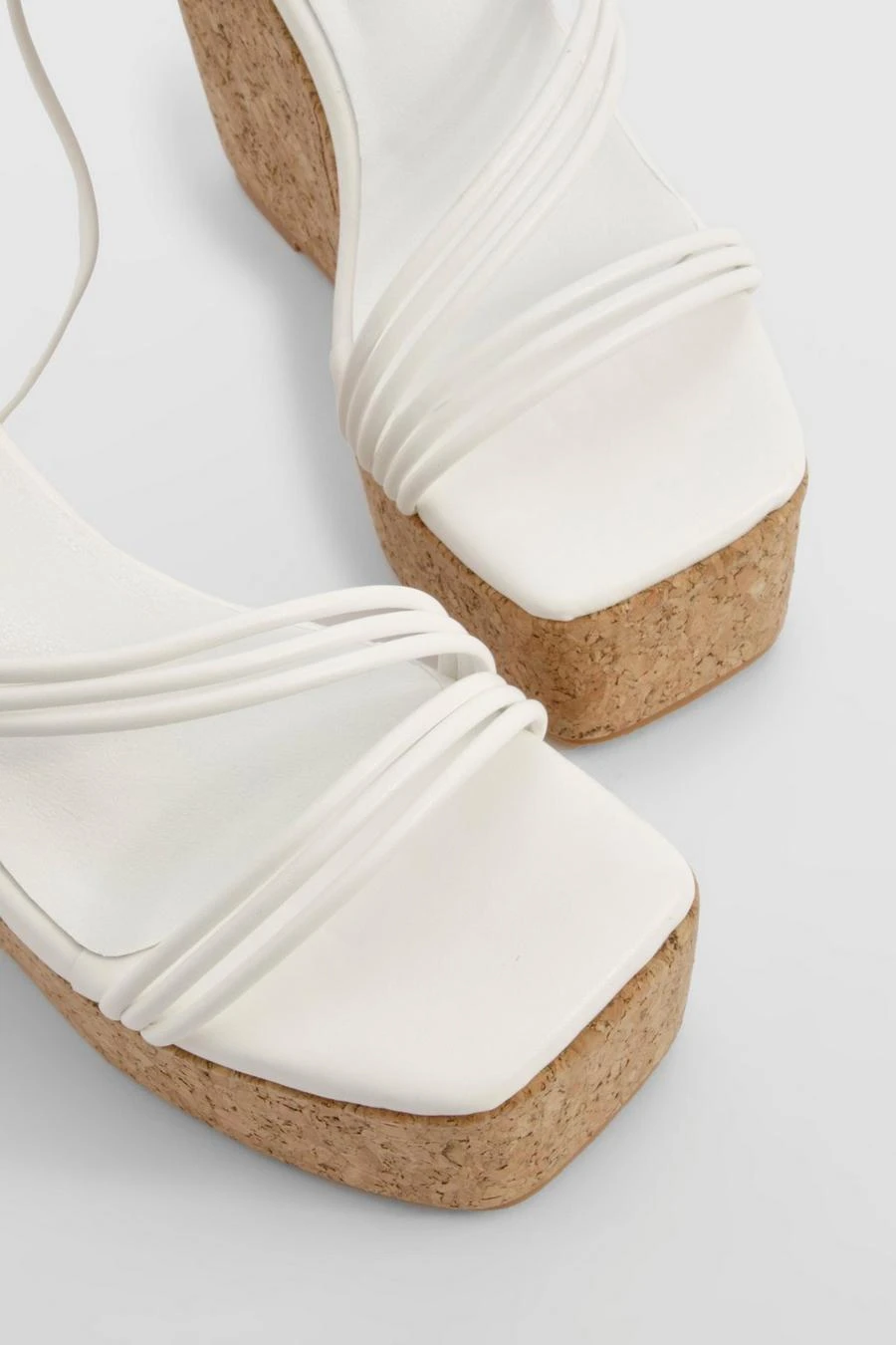 BOOHOO Wide Fit Strappy Lace Up Cork Wedges 4 BOOHOO Wide Fit Strappy Lace Up Cork Wedges - Image 4